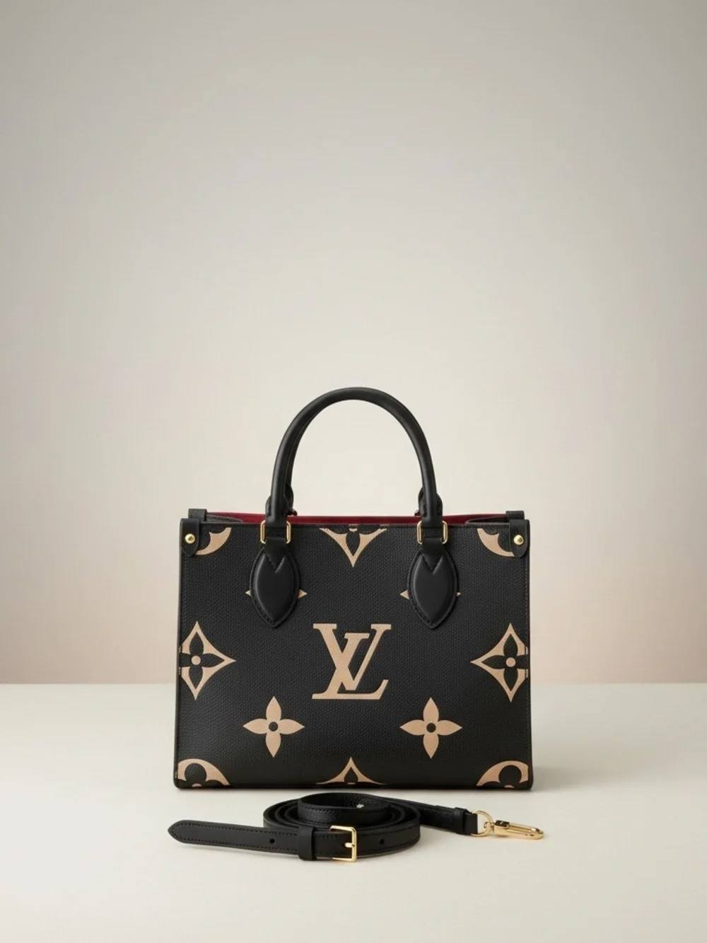 Louis Vuitton Black & Cream Monogram Large Tote - Picture 2 of 6